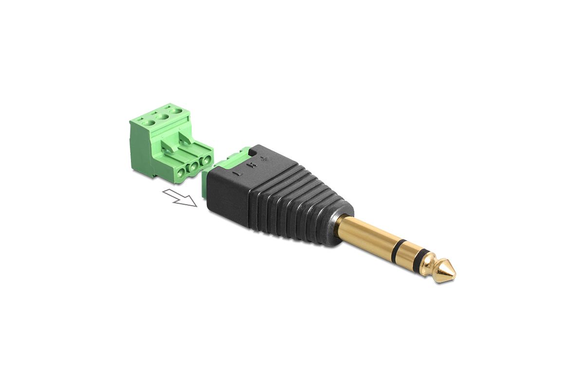 DELOCK Adapter Terminalblock 3Pin -> 6,3mm Klinke Stecker