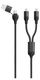 2GO USB / Type C Ladekabel DUO 2x Lightning Nylon 1,5m sw