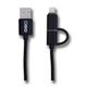 2GO 2in1 USB Lade-/Datenkabel f. Micro-USB & Apple 100cm sw