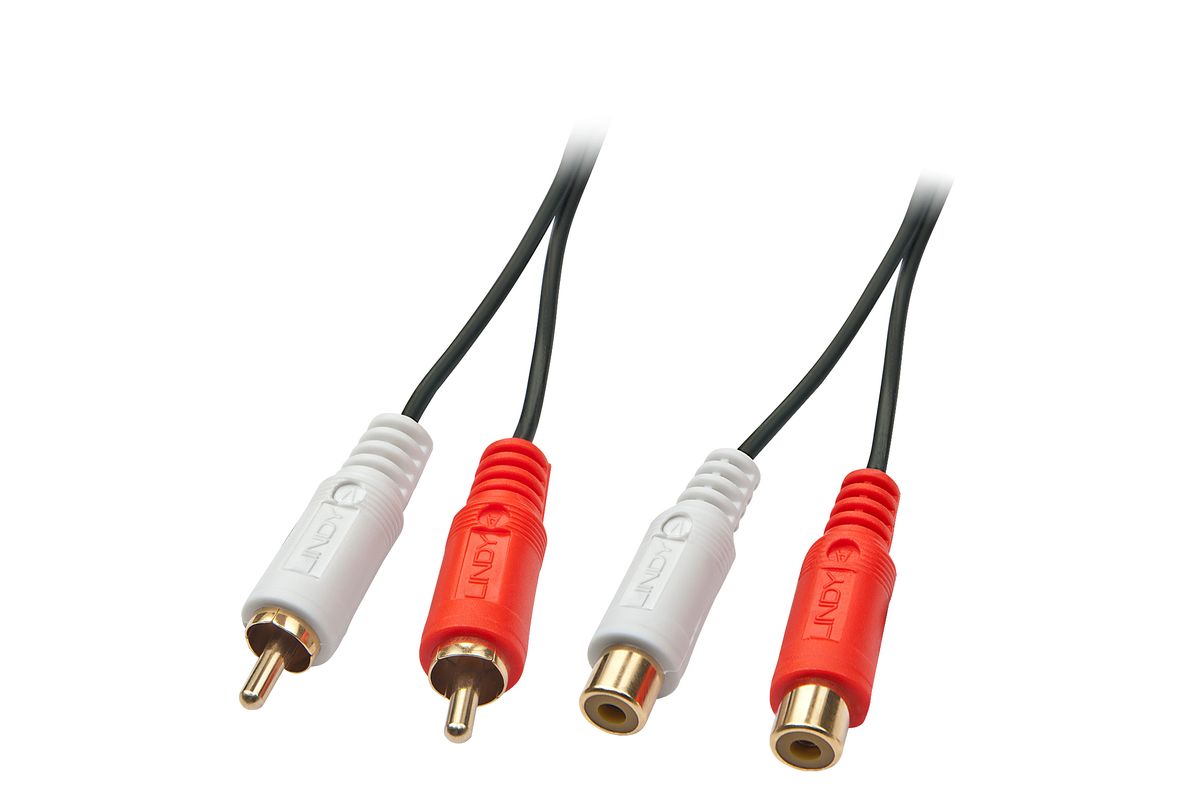 LINDY Audiokabel Stereo 2m 2xRCA (Cinch) m/f vergoldet