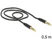 DELOCK Klinkekabel 3,5mm -> 3,5mm St/St 0.50m 4Pin schwar