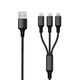2GO 3in1 USB Ladekabel 3x Lightning Nylon 1,5m schwarz