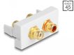 DELOCK Easy 45 Modul 2 x Cinch Buchse, Farbring rot/ weiß