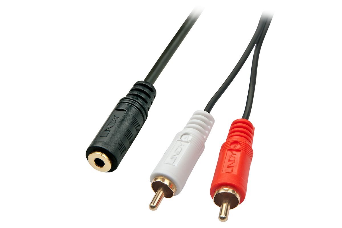 LINDY Audiokabel Stereo 3.5mm/2xRCA F/M 0.25m