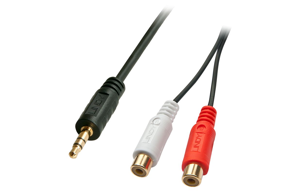 LINDY Audiokabel Stereo 3.5mm/2xRCA M/F 0.25m