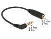 DELOCK Klinkekabel 2,5mm -> 3,5mm 90° Bu/St 0.17m 3Pin/4P