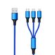 2GO USB 3in1 Ladekabel Micro-USB/Lightn/USB-C Nylon 150cm bl