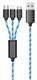2GO USB 3in1 LED-Ladekabel USB-A/Micro-USB/Ligntn. 100cm bl