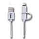 2GO 2in1 USB Lade-/Datenkabel f. Micro-USB & Apple 100cm ws